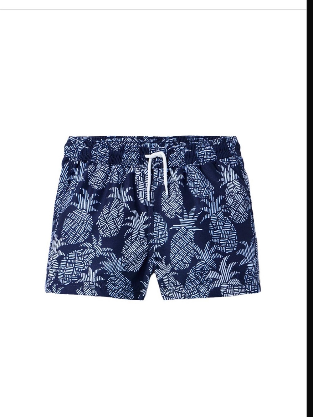 Janie and Jack Navy and White Pineapple Print Swim Trunks